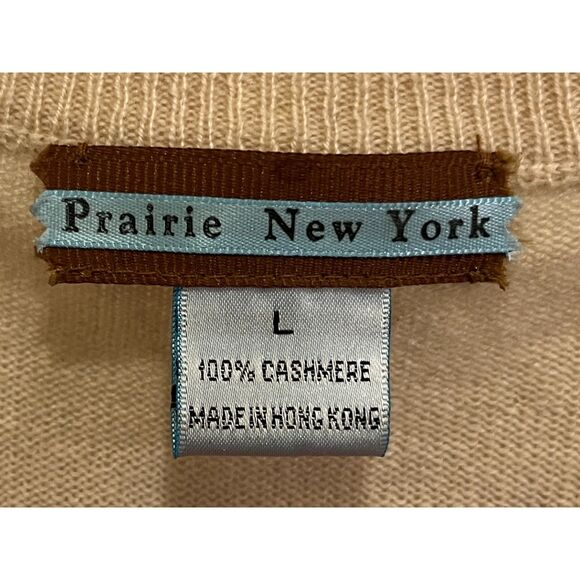Prairie New York Beige Button Up Pocket Bow Cardigan Sweater  Women's Size Large - Picture 4 of 9